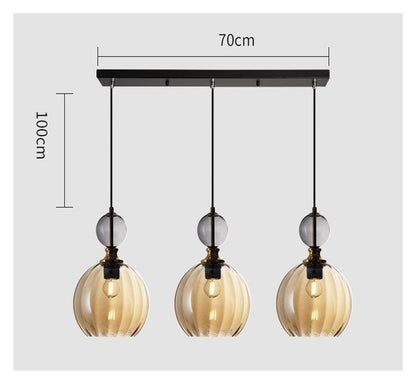 Modern Chandelier, Nordic Colored Glass Chandeliers Postmodern Creative Designer Restaurant Bar Counter Bedroom Bedside Lamp LED Lighting Fixtures(Amber 3 Heads)