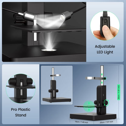 JOYALENS JL246PS 3 Lens 7'' HDMI Digital Microscope 4000X, Biological Microscope for Adults Kids with Prepared Slides, UHD 2160P Video, Full Coin Microscope for Error Coins, Windows Compatible, 32GB