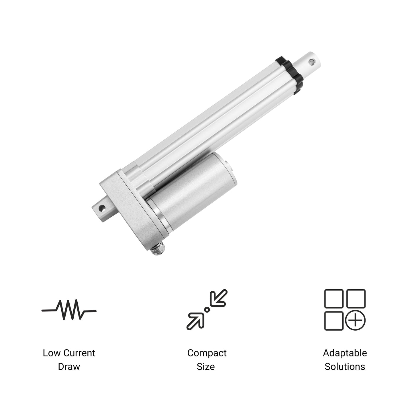 Progressive Automations 24VDC Hall Effect Mini Linear Actuator - 2" Stroke - 16lbs Force, IP65 for Food and Beverages, Home and General Automation, Brushed DC Electric Motor, PA-01-HS