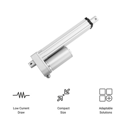 Progressive Automations 24VDC Hall Effect Mini Linear Actuator - 2" Stroke - 16lbs Force, IP65 for Food and Beverages, Home and General Automation, Brushed DC Electric Motor, PA-01-HS