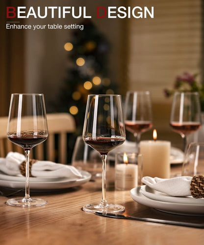 LUNA & MANTHA Red Wine Glasses Set of 1, 15 oz Exquisite Hand Blown Crystal Wine Glasses