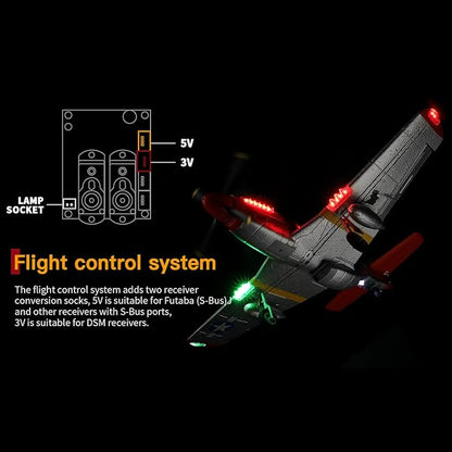 XK A280 P-51 RC Airplane EPP Remote Control Airplane 3D/6G 2.4G 4CH Brushless 560mm Wingspan Fixed Wing RC Aircraft Model with Quick Release Military Plane Toy Gift -RTF