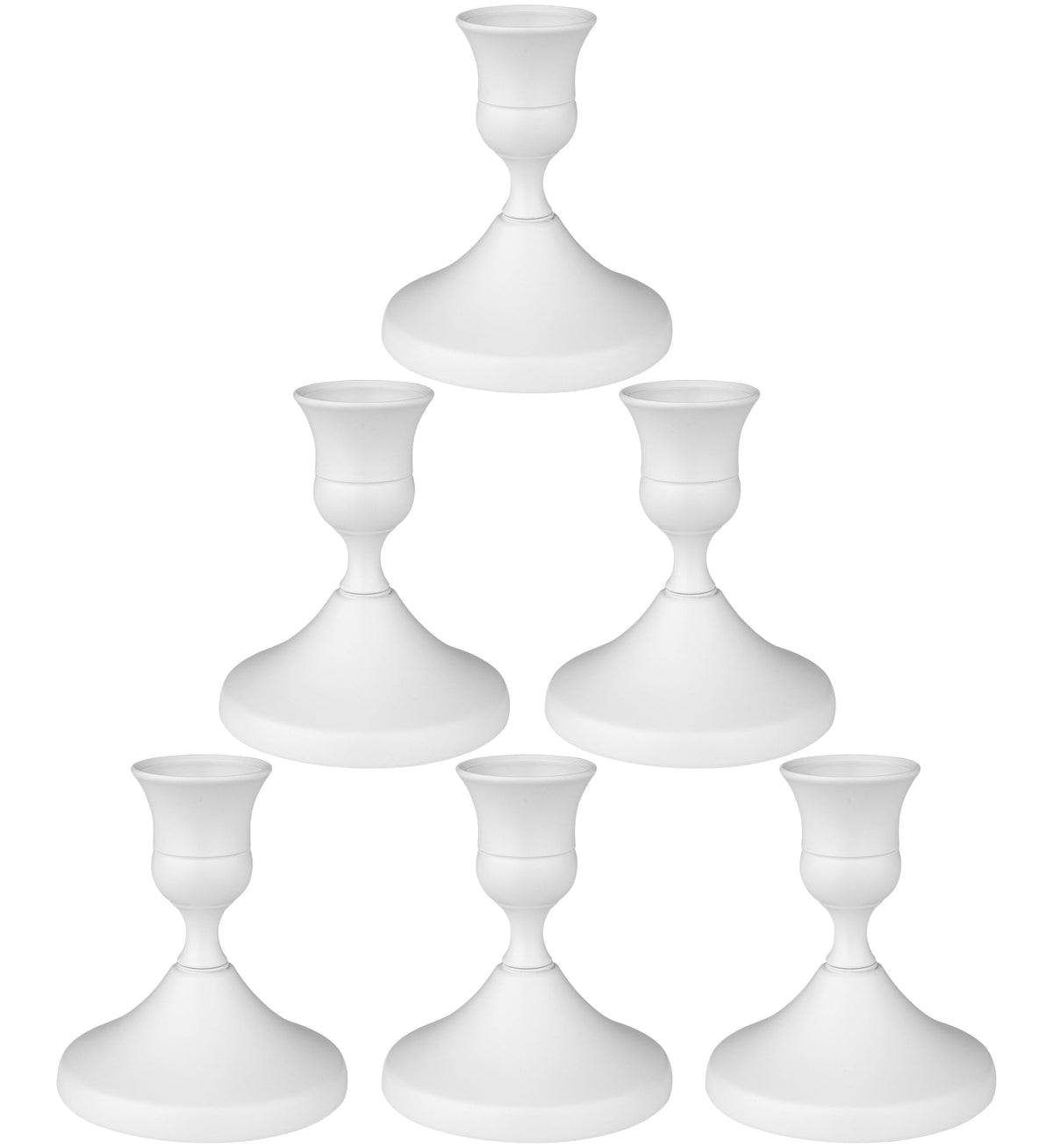 Candle Holders White Set of 6, Vintage Metal Candlestick Holders for Dinner Room Table Centerpiece, Low Metal Candles Sticks for Wedding Centerpieces Christmas Birthday Party