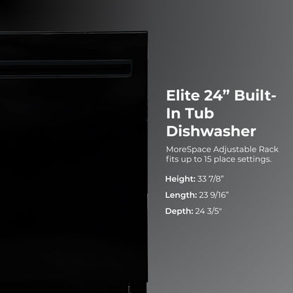 Kenmore 22-14699 Elite 24" Built-In Dishwasher - UltraWash Plus, TurboDry, QuietWash, SmartWash & TurboFlex Third Rack - 15 Place Settings - 42 DBA - ENERGY STAR Certified - 24" - Black
