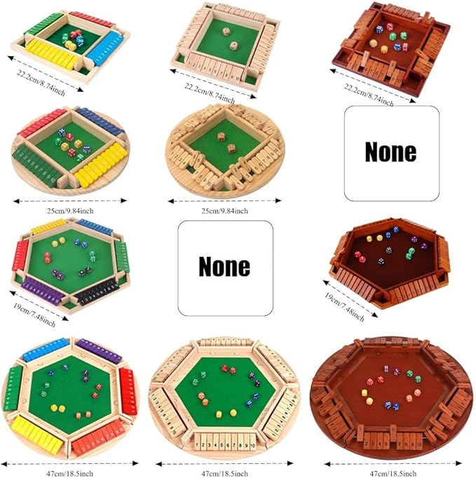 Shut The Box Game: 2-6 Player Wooden Board Math Game with 2-12 Dice | Educational Family Night Entertainment | Classic Pub Style | Funny Family Board Games (Walnut-6 Players)