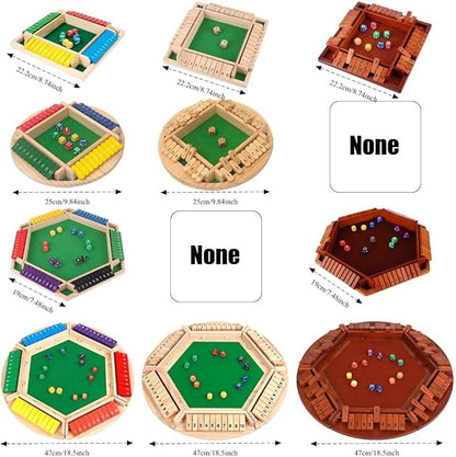 Shut The Box Game: 2-6 Player Wooden Board Math Game with 2-12 Dice | Educational Family Night Entertainment | Classic Pub Style | Funny Family Board Games (Colorful-Square 4 Players)