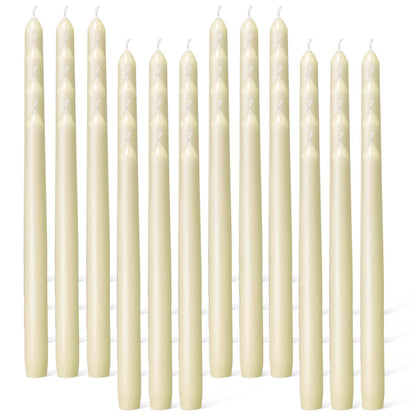 Everymoment Ivory Taper Candles - 48 Pack 10 Inch Candlesticks - Dripless & Smokeless Tapered Candle 8 Hours Unscented Cream Candle Sticks - Perfect for Wedding Holiday Dinner Party Home Decor