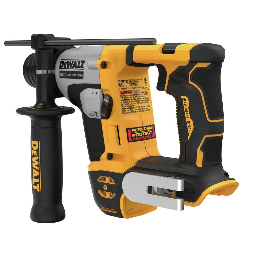 DEWALT 20V MAX SDS Plus Rotary Hammer Drill, Cordless, 5/8 in., Tool Only (DCH172B), Special Feature Brushless Motor, Compact