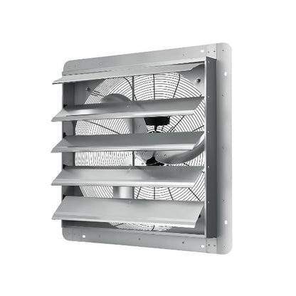 SierraSquad 24 Inch Wall Mounted Shutter Exhaust Fan – 3500 CFM, 1500 RPM High Velocity, Low Noise, Automatic Aluminum Ventilation Fan for Greenhouse, Attic, Shop, Shed & Commercial Use