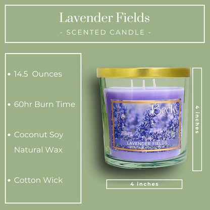 Becky Home 14.5oz Lavender Scented Candles for Home, 60 Hrs Soy Wax Candle for Stress Relief and Meditation House Aromatherapy Candle Gifts for Men and Women