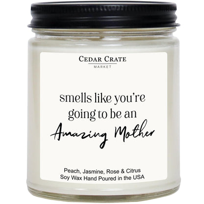 Cedar Crate Market – Smells Like Amazing Mother - Perfect Gifts for Mom, Thoughtful Mom Present, Mother's Day Gifts, Relaxing Scented Candle Present for Women for Any Special Occasion, 9oz Soy Candle