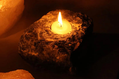 Nature’s Decorations Sodalite Votive Tealight Holder - Blue Candle Holder for Side Tables, Countertops, Living Room, & Gifting - Rectangle Sodalite Candleholder (3” x 3” x 1.5”)