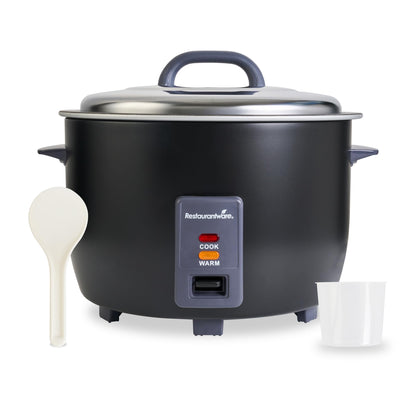Restaurantware Commercial Rice Cooker 60 Cup Heavy-Duty Steel Industrial Rice Warmer With Nonstick Interior Black Ideal For Catering And Buffet Use