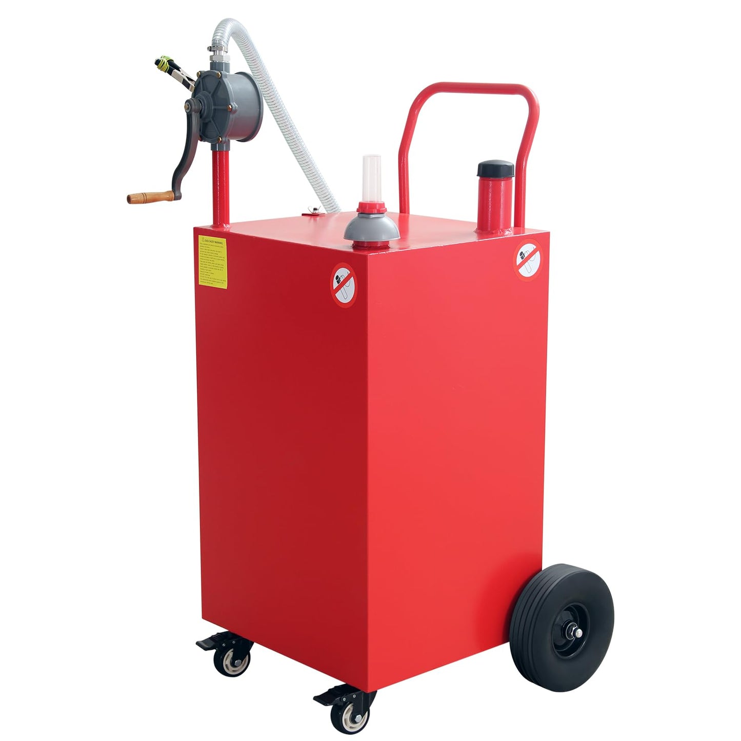 45 Gallon Fuel Caddy, Gas Storage Tank on 4 Wheels with Manual Transfer Pump, Gasoline Diesel Fuel Container for Cars, Lawn Mowers, ATVs, Boats