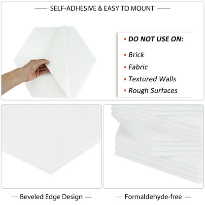 BXI Hexagon Felt Bulletin Board - 14.2 X 12.3 X 0.4 Inches 6 Pcs Self-Adhesive Poster Cork Board 30 Push Pins, Thick Pin Tiles Display Vision Board, Photo Picture Panels for Home Office Classroom