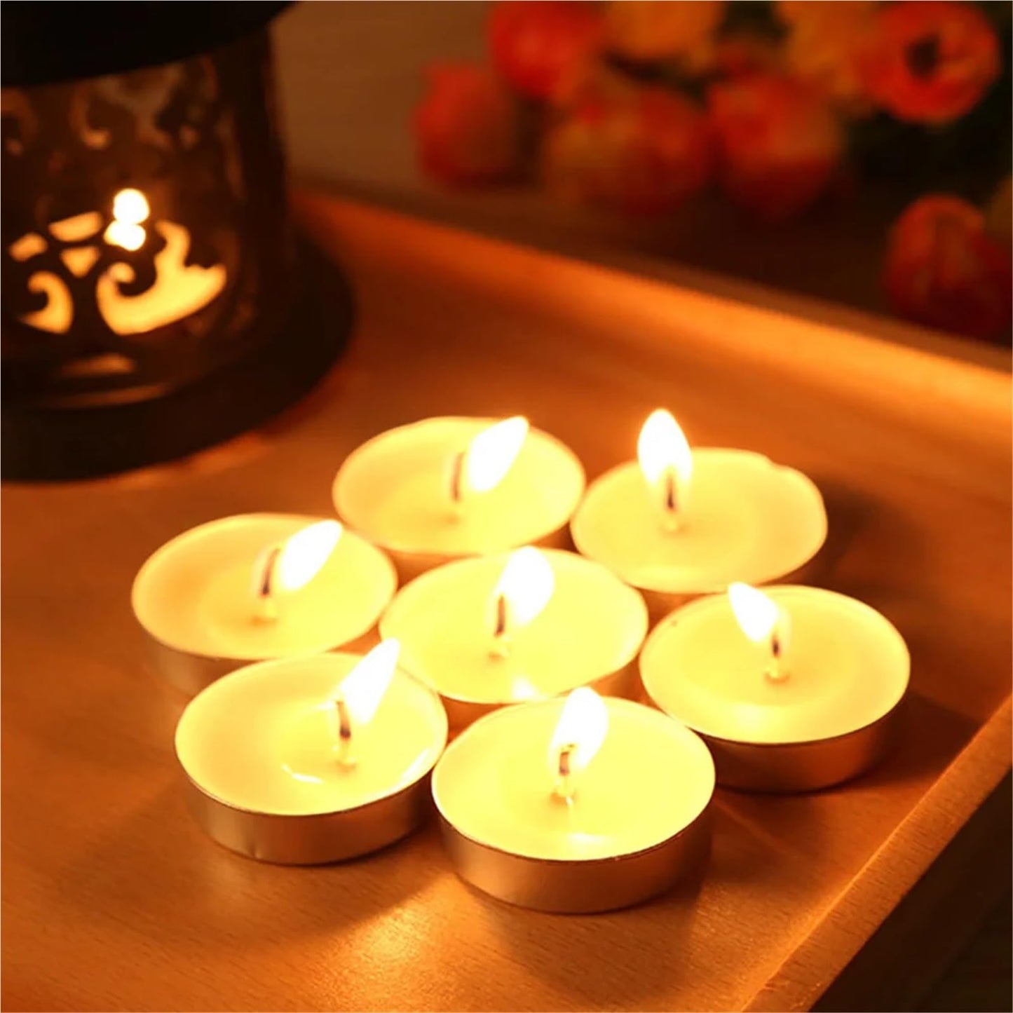 Scented Tealight Candles 50Pcs Scented Vanilla Round Small Household Romantic Smokeless Tealight Candles for Home Decor Long Lasting