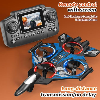 RC PlaneRC Fighter Jet Plane with Camera and Screen for Adults &amp Kids Remote Control Stunt Airplane w/ 360° Flips Altitude Hold One-Key Takeoff &amp LED Lights EVA Foam Glider Toy for Kids 8