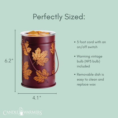 Candle Warmers Etc. Vintage Bulb Illumination Fragrance Warmer- Light-Up Warmer for Warming Scented Candle Wax Melts and Tarts to Freshen Room, Fall Leaves