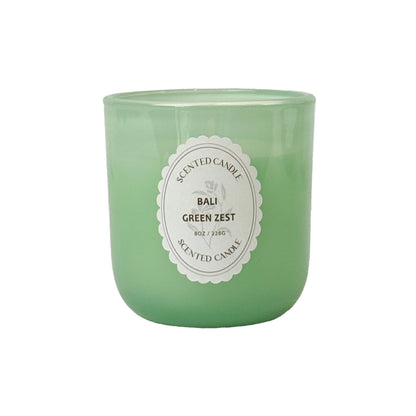 Bali Green Zest Scented Candle 8oz – CW Studio Color-Sprayed Glass Jar, Fresh Citrus Lemongrass & Herbal Aroma – Tropical Spa Gift Candle, Mother's Day & Birthday – 40-45 Hour Burn