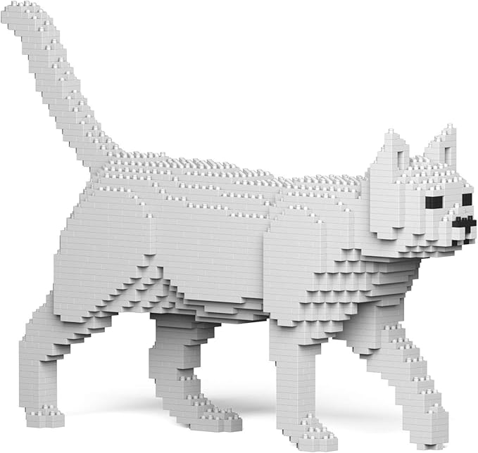 JEKCA Cat 07S-M01 | White Cat Plastic Building Blocks | Age 14+