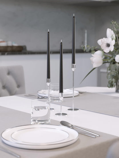 CANDWAX 10 inch Taper Candles Set of 12 - Unscented Black Tapered Candle Sticks - Perfect for Halloween Decoration