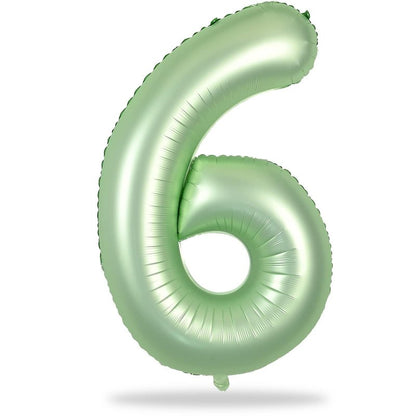 Sage Green Number 6 Balloons, 40 In Large Olive Green Number 6 Foil Helium Balloons for Girls Women, Self Inflating Number Balloons 0-9 for Men Boys 6th 16th Birthday Jungle Safari Party Decoration
