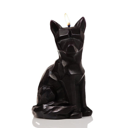 Geometric Fox Candle - Spooky Unique Gift for Animal Lovers - Goth, Gothic Skeleton Candle 7" H - Burns for 5 Hours