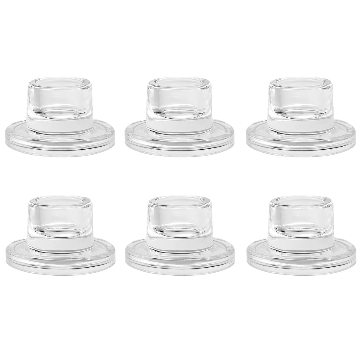 ZQXJWF Clear Glass Taper Candle Holders Set, Round Base Design, Elegant Dining Table Decor, for Table Centerpiece Wedding Party Advent Christmas Home Decorations (6, Clear)