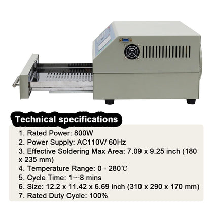 INTBUYING 110V Reflow Oven T962 v2.0 800W Micro-computer Control Reflow Soldering Machine with 7.1x9.3Inch Soldering Area Drawer Type Lead Infrared IC Heater Free Reflow Soldering Machine