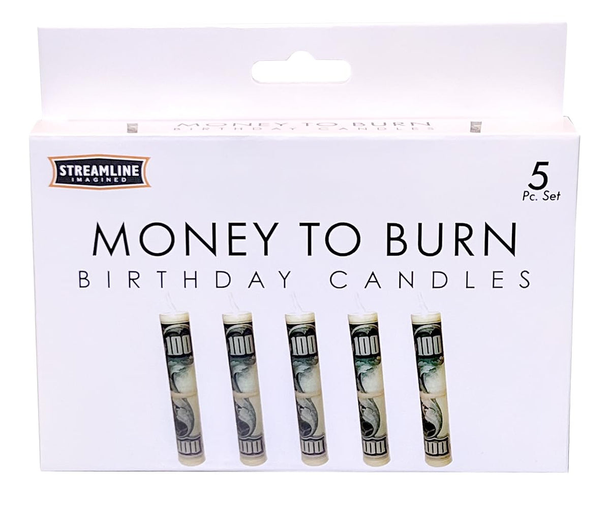 Streamline Imagined Decorative Birthday Candles - Money to Burn (5 Candle Pack)