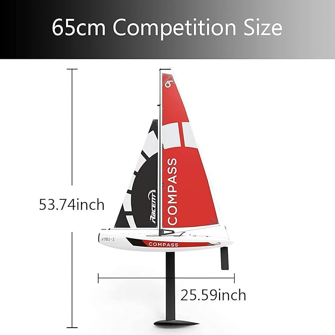 53 Remote Control Boat Wind Power 2.4G Unpowered Assembled Electric RC Sailing Boat for Hobby Adults (S)