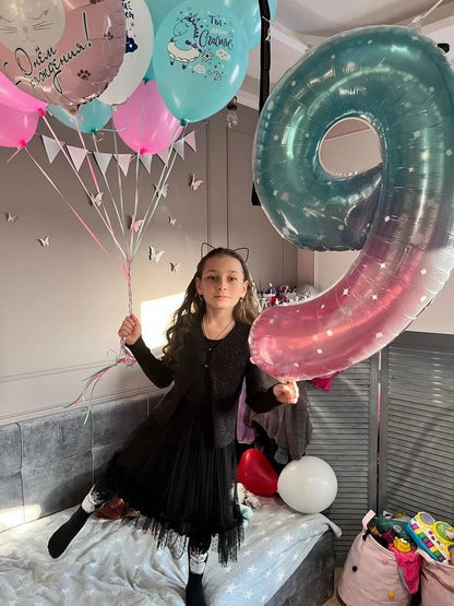 Starry Sky 2 Balloon, Number Balloons 40 Inch, 2nd Balloon Number Birthday Decorations, Second Two Birthday Party Supplies, Number 2 Balloon