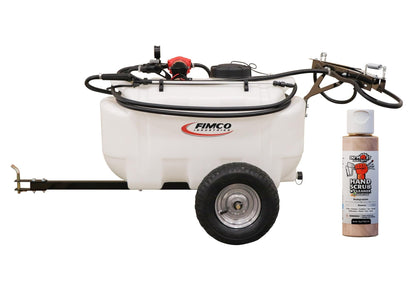 FIMCO 5303649 25-Gallon Trailer Sprayer, 2.4 GPM Pump, 3-Nozzle Boom, Durable, High-Pressure Lawn & Garden Sprayer, DU-Most Hand Scrub & Cleaner, 4 oz