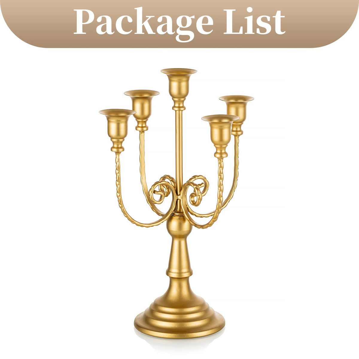 Sziqiqi Gold Candlestick Holder Candelabra - Taper Candle Holders for Wedding Centerpiece 5-Arms Candle Stick Stands for Candlelight Dinner Table Christmas Mantel Festivals