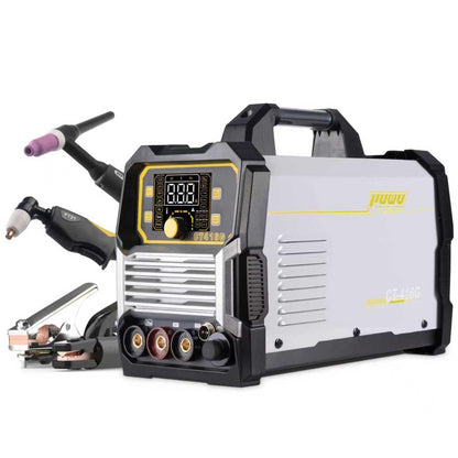 PUWU Plasma Cutter Welder Combo，(HF) TIG/Pulse TIG/Lift TIG/Spot/Stick/CUT 6 In 1 Multi-process Welding Machine，110V/220V Dual Voltage TIG Welding Machine With Large LED Display Synergic Control