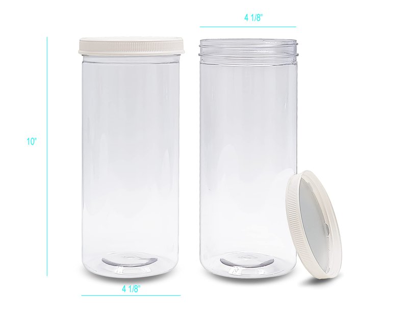 ljdeals 80 oz Tall Clear Plastic Jars with Lids, 2.5 Quart 10 Cup Cylinder Storage Containers, Wide Mouth PET Canisters, Pack of 3, BPA Free, Food Safe, Made in USA