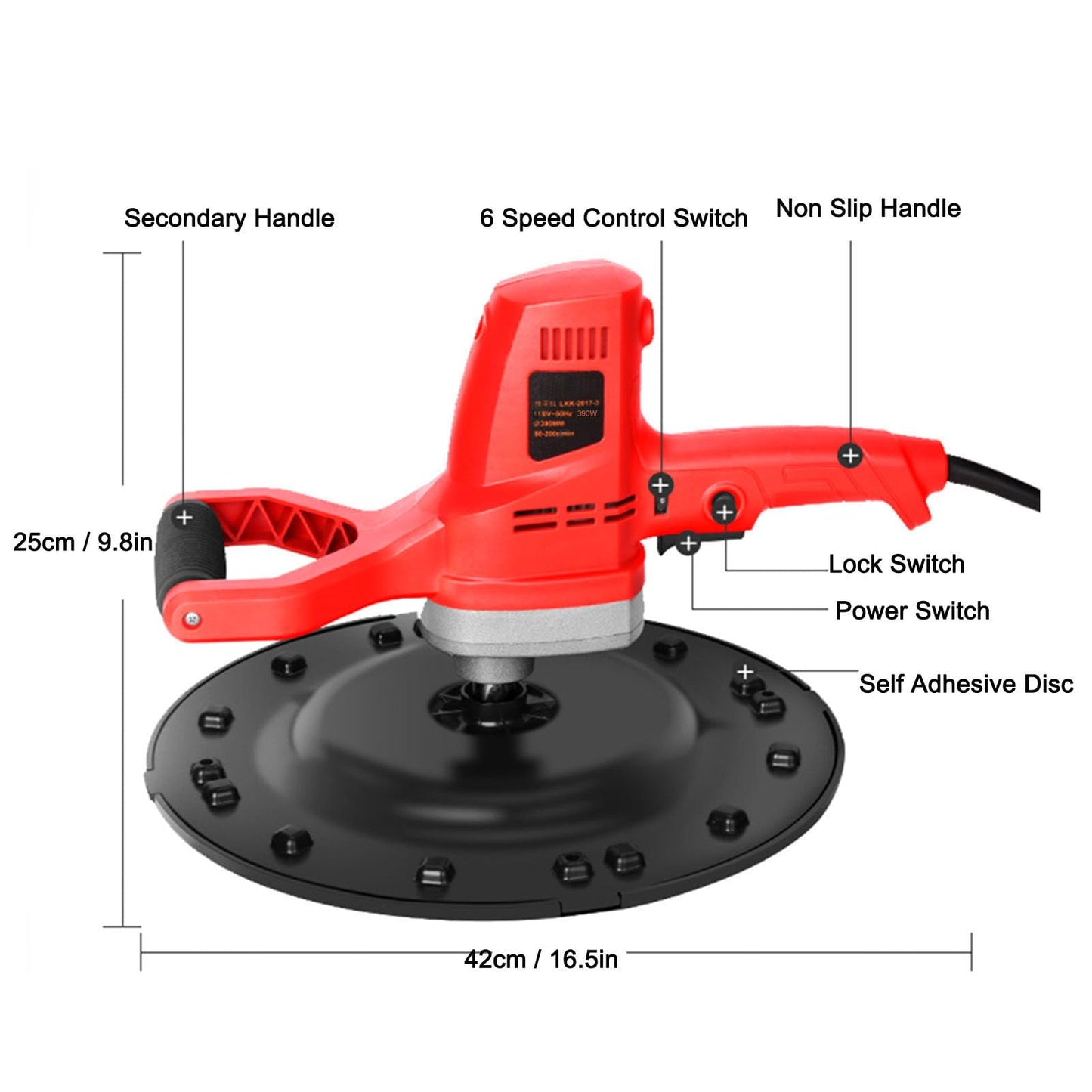 Natudeco Electric Concrete Plaster Cement Mortar Smoothing Polishing Machine Handheld Plastering Trowel 1 to 6 Speed Levels for Wall Plastering