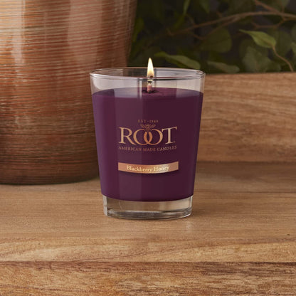 Root Candles Scented Candles Honeycomb Beeswax Blend Premium Handcrafted Candle, Large Veriglass, BlackBerry Honey