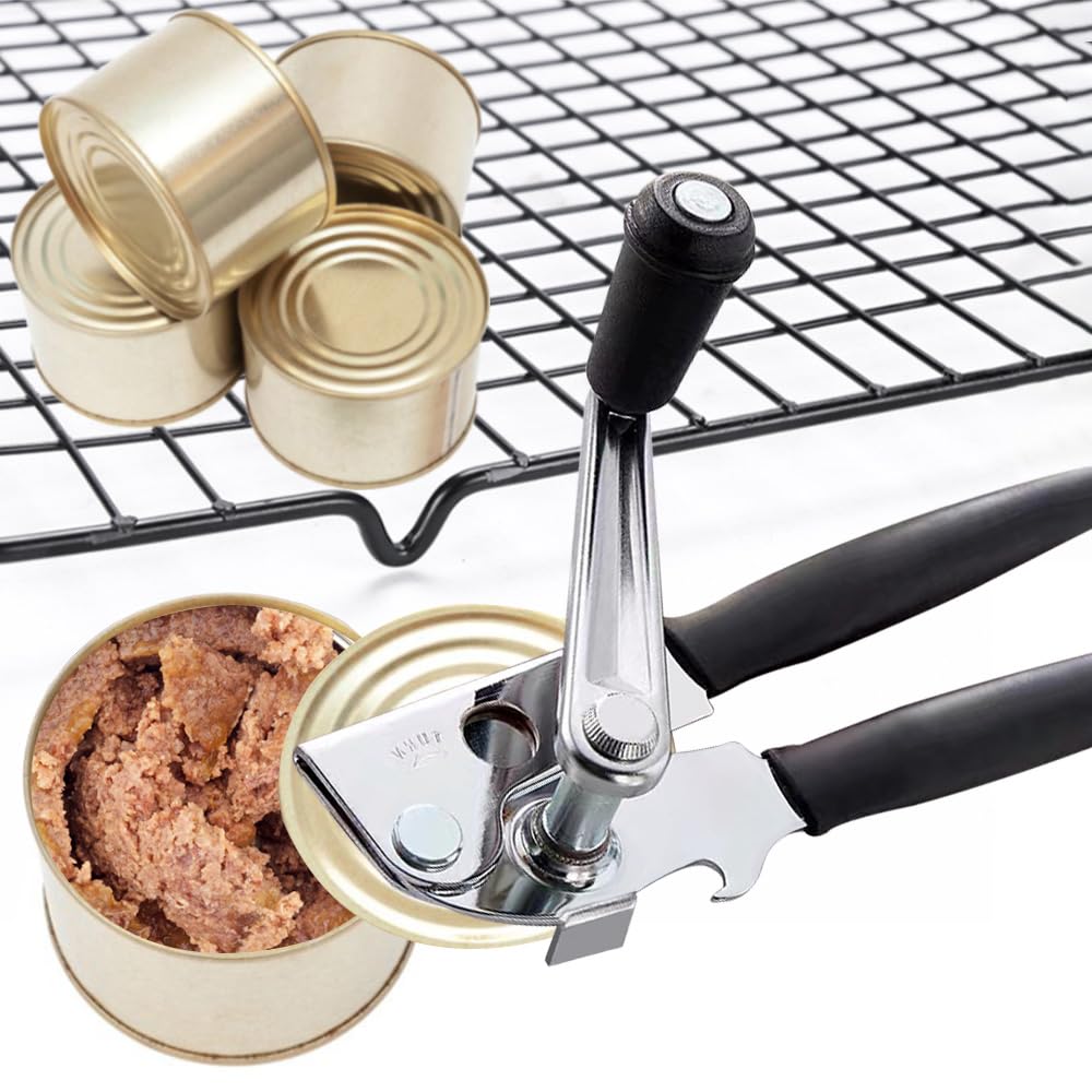 NUFR Crank Can Openers Manual,Heavy Duty Commercial Can Opener with Rubber-coated Long Handles