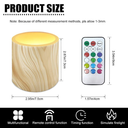 Cozeyat Pine Wood LED Candles Set of 4 Battery Powered Flameless with Remote Timer Dancing Flame Waterproof for Garden Beach Table Decoration