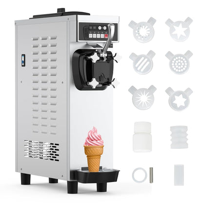 Takywep commercial Ice cream machine, 4.76 to 5.8GAL/H ice cream machine machine, with pre -cold function, 1050W single -flavored Compressor Soft Ice Cream Machine, with 1.85 gallon ingredient box