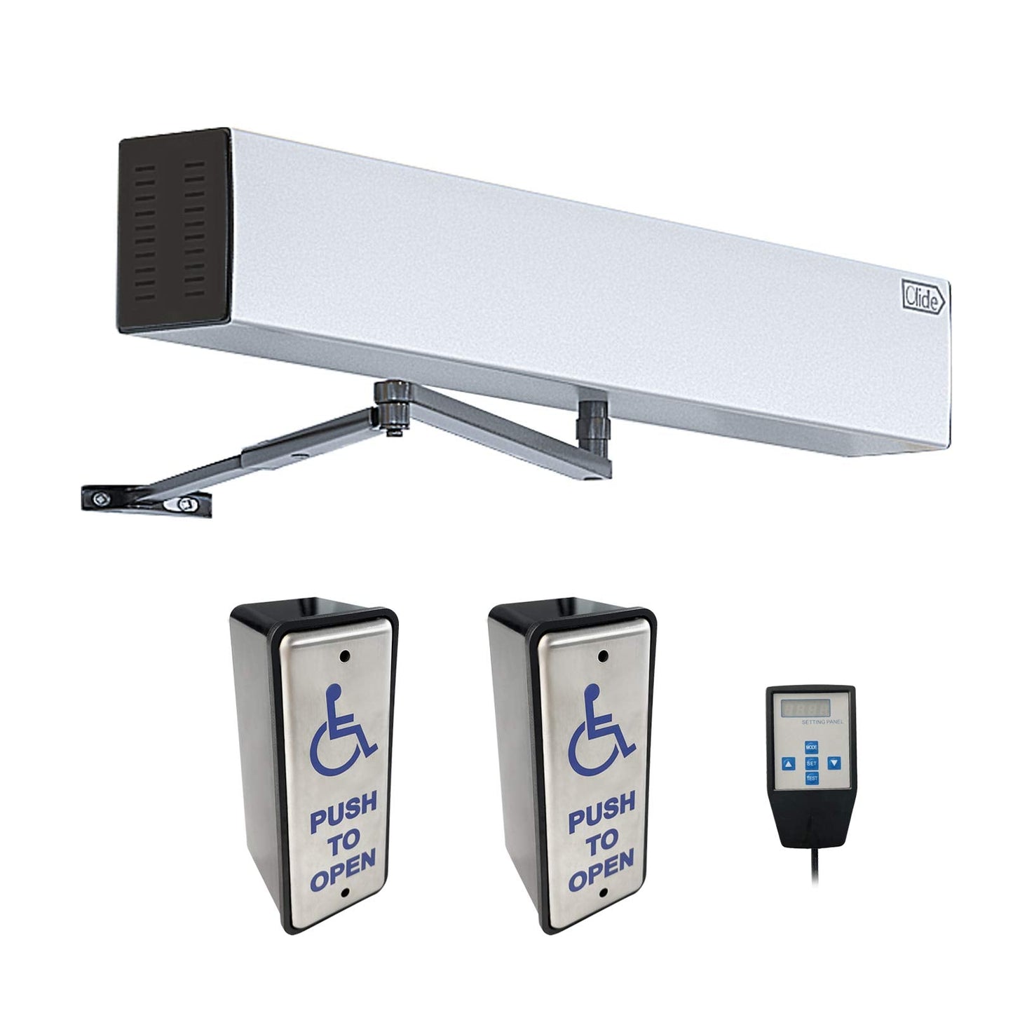 Olideauto Commercial Handicap Door Opener Swing Door for The Disabled with Wired Narrow Rectangle Handicap Push Buttons Olide-515