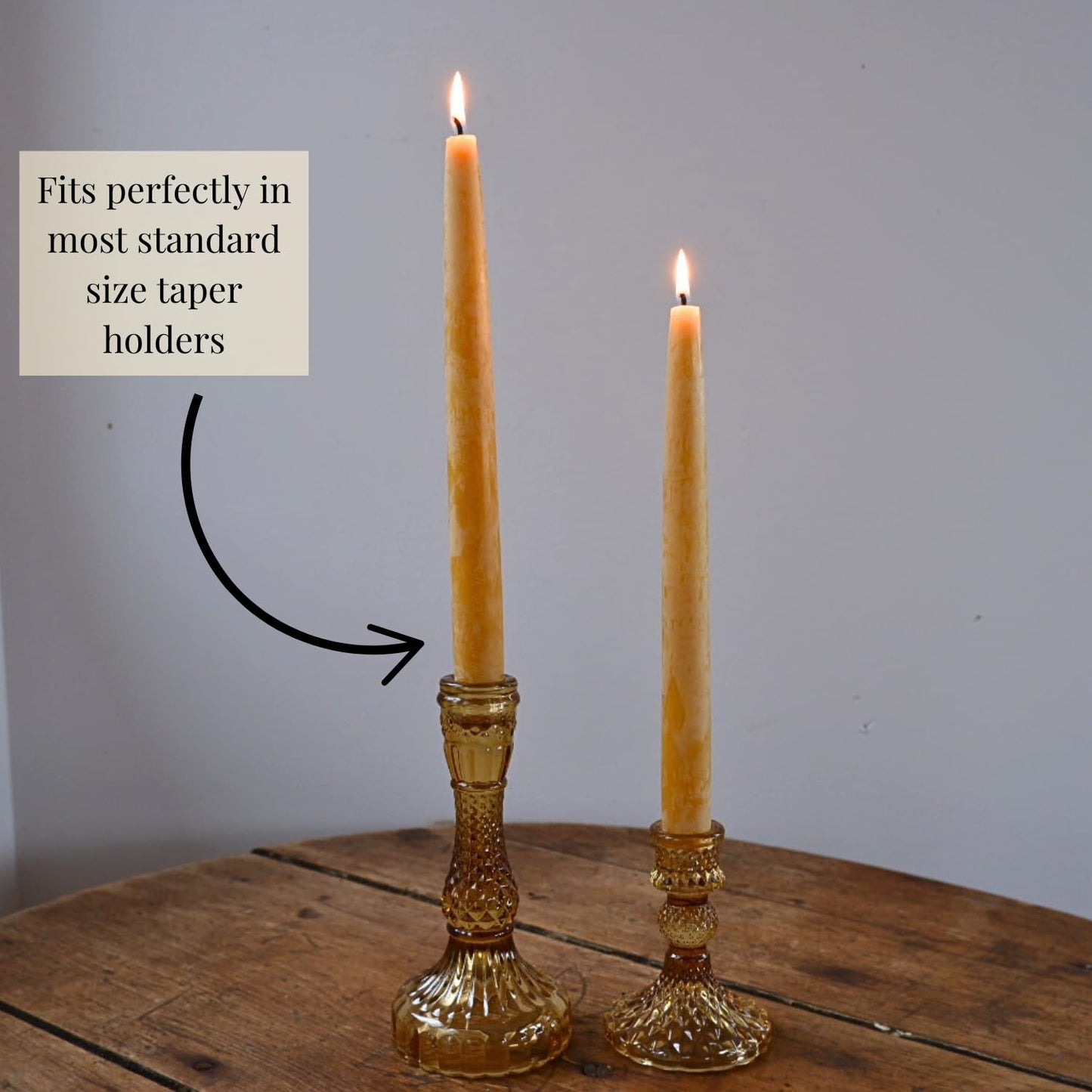 Candlestock Beeswax Taper Candles – Standard 7/8" Diameter, Pure 100% Natural USA Beeswax, Cotton Wick, Dripless, Long-Burning, Handmade in Woodstock, NY- 8 Inches - 1 Pair (2 Candles) - Natural