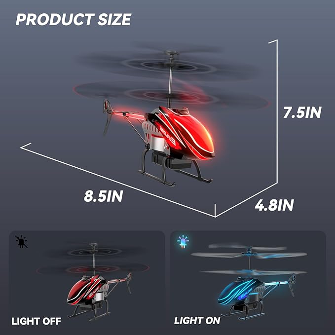 RC Helicopter Remote Control Helicopter for Kids with 30Mins Flight(2 Batteries) 7+1 LED Light Modes Altitude Hold RC Toys for Boys Girls