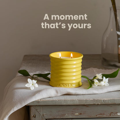 Annex Lily of the Valley & Jasmine Luxury Scented Candle - 8oz Handmade Ceramic Jar Candle - 50hr Clean Burn, 100% Non-Toxic Soy Wax, Home Fragrance, Aesthetic Decor Gift for Men Women - White Floral