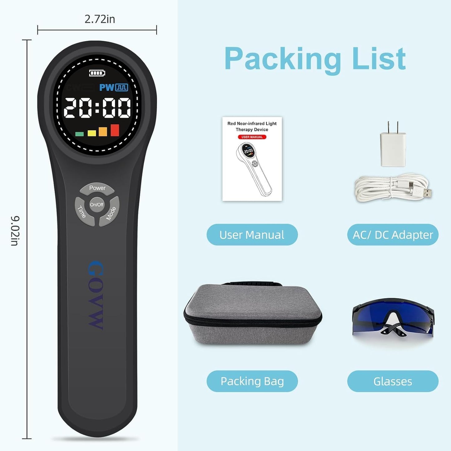 GOVW Cold Laser Therapy for Dogs, 4x980nm+4x810nm+16x660nm, Cold Laser for Horses, Veterinary Laser Therapy Machine, Pet Laser Therapy, Cold Laser Therapy Pain Relief Device for Animals Like Cats