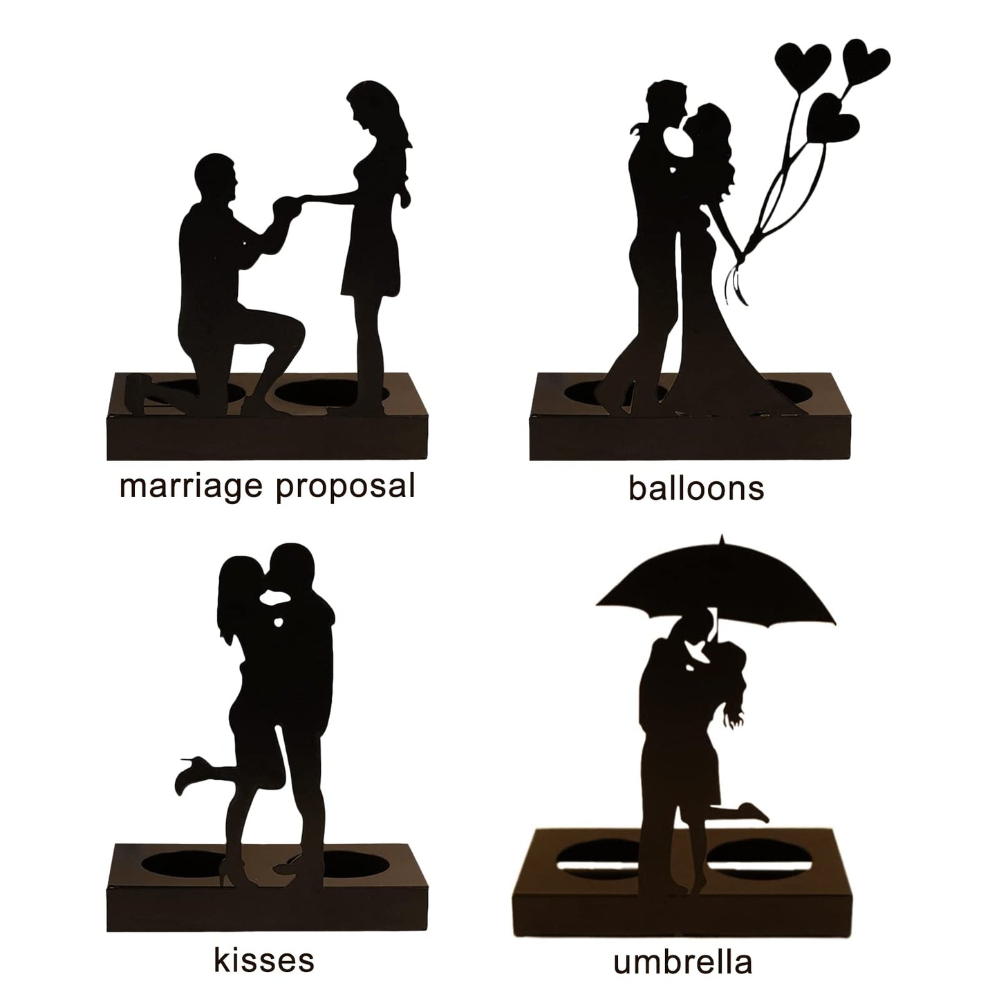 Firlar Handcrafted Iron Sculpture Candlestick Ornament, Wedding Decoration Anniversary Couples Gifts for Valentine Iron Candlestick, Romantic Couple Statue for Anniversaries, Proposal, Proposal