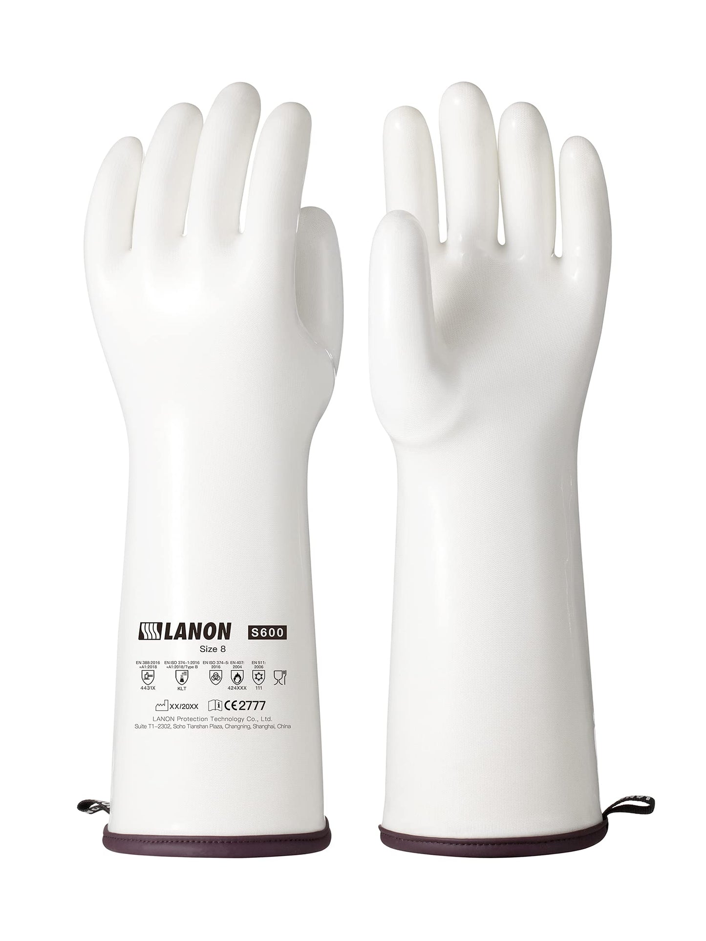 LANON 15" Liquid Silicone Heat Resistant Oven Gloves, Food Grade, CoralAir Liner, Waterproof, Extra Long, Medium