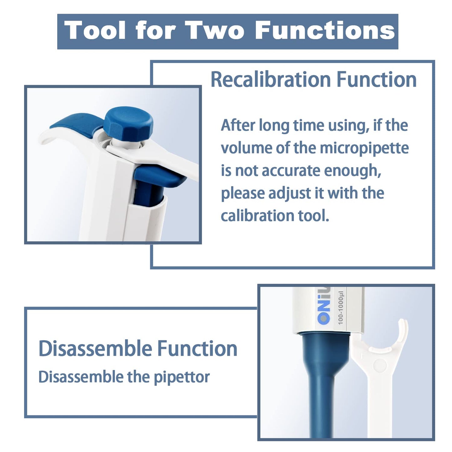 ONiLAB 20-200ul High-Accurate Single-Channel Manual Adjustable Variable Volume Pipettes, Autoclavable, 7010101009