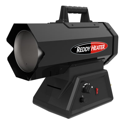 Reddy Heater Hybrid Cordless LP Forced Air Heater, 60,000 BTU, Outdoor Propane Space Heater, CSA Certified, Adjustable Base, Enclosed Motor, 10ft Hose & Regulator, Works w/Dewalt & Milwaukee